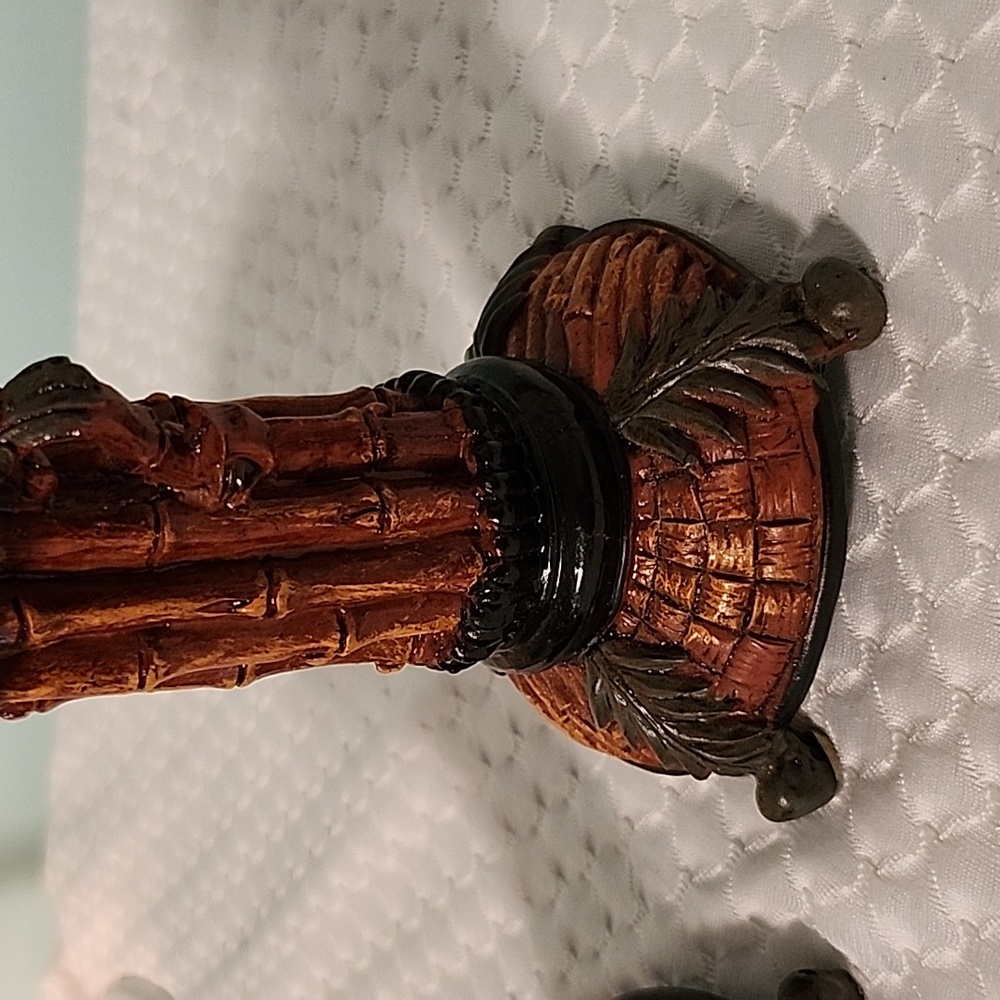 Vintage Set Of Two 6" Height 3 1/2" Candle Holders Hand Painted Ceramic - Picture 2 of 6